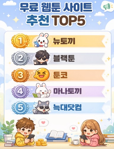 웹툰 사이트 추천 TOP5 이미지